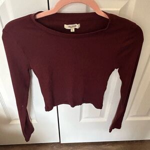 Madewell Maroon Long Sleeve Crop Top